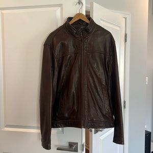 Men’s Johnston & Murphy brown leather Jacket - L, VGUC